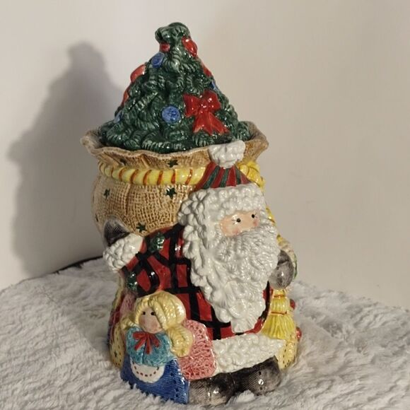 Fitz & Floyd Christmas Ceramic Cookie Jar